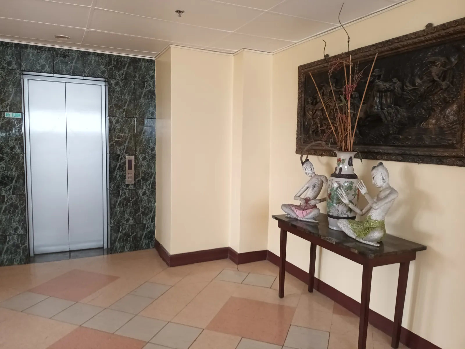 Elevator lobby with Filipino art